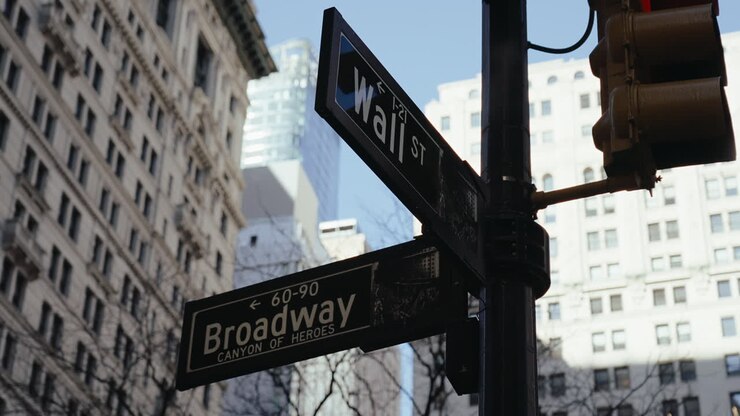 Street Sign at Broadway and Wall Street in New York City