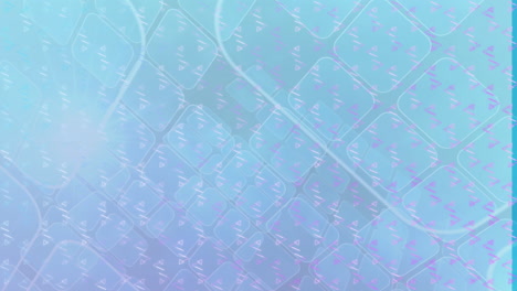animación de cuadrados y luces sobre fondo azul y rosa