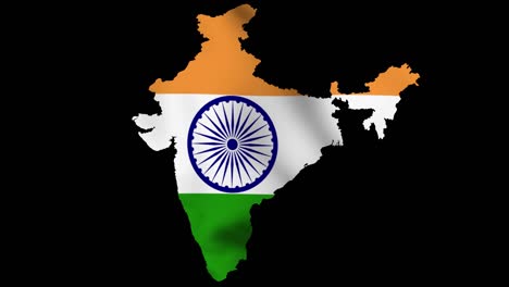 india waving flag map with alpha channel and seamless loop