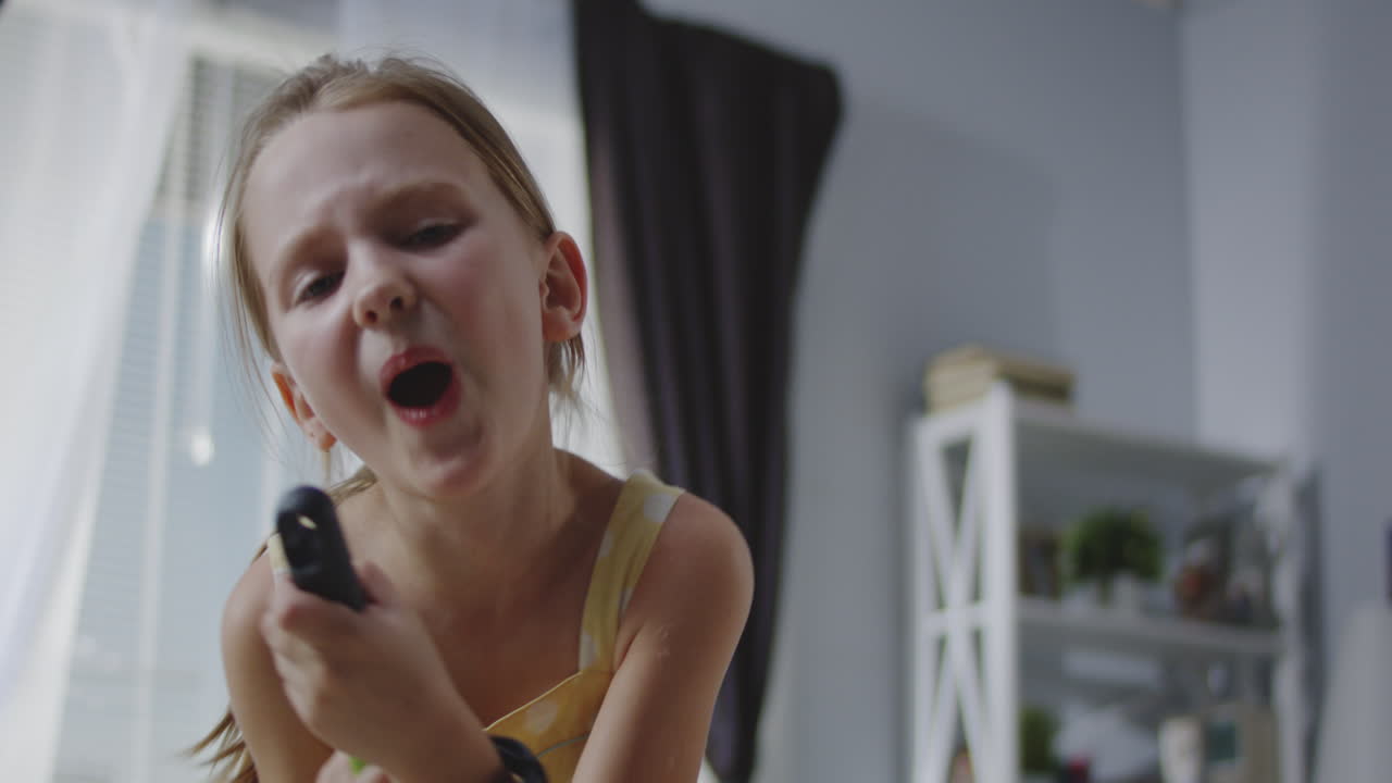 Girl pretending to clean