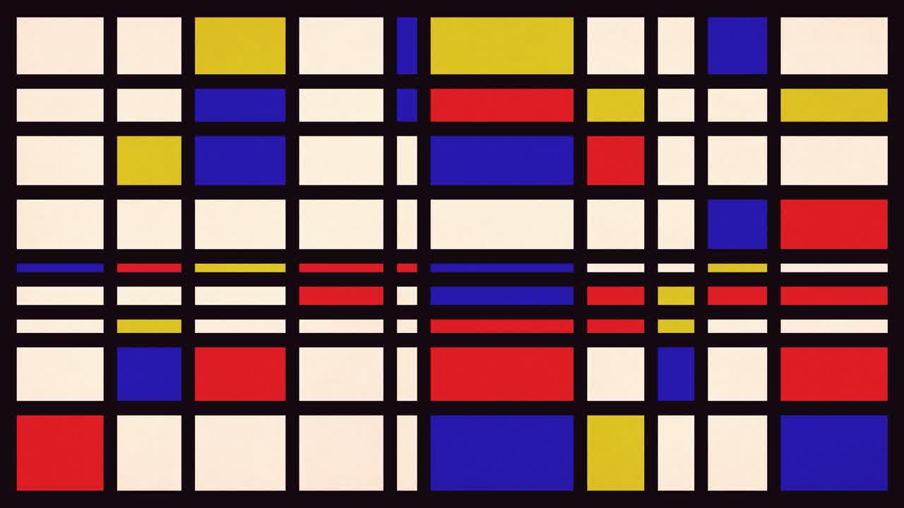 Animazione dinamica con motivo geometrico astratto in stile Mondrian