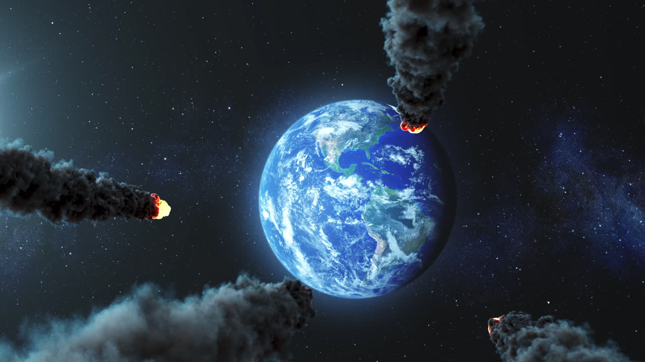 la tierra bajo el impacto de un asteroide