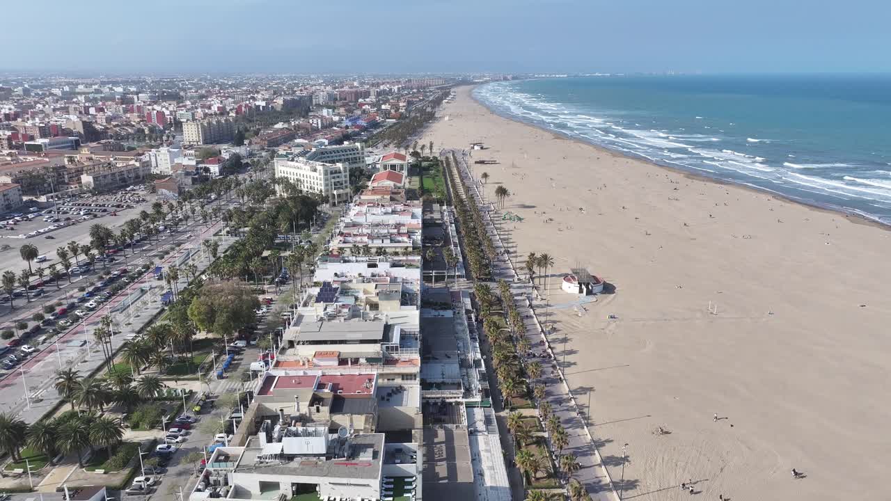 Aerial View of a City Beach