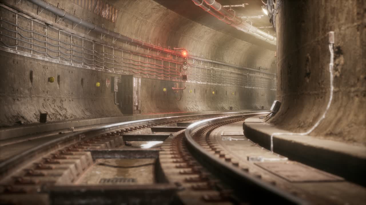 viejo y oscuro túnel de metro abandonado