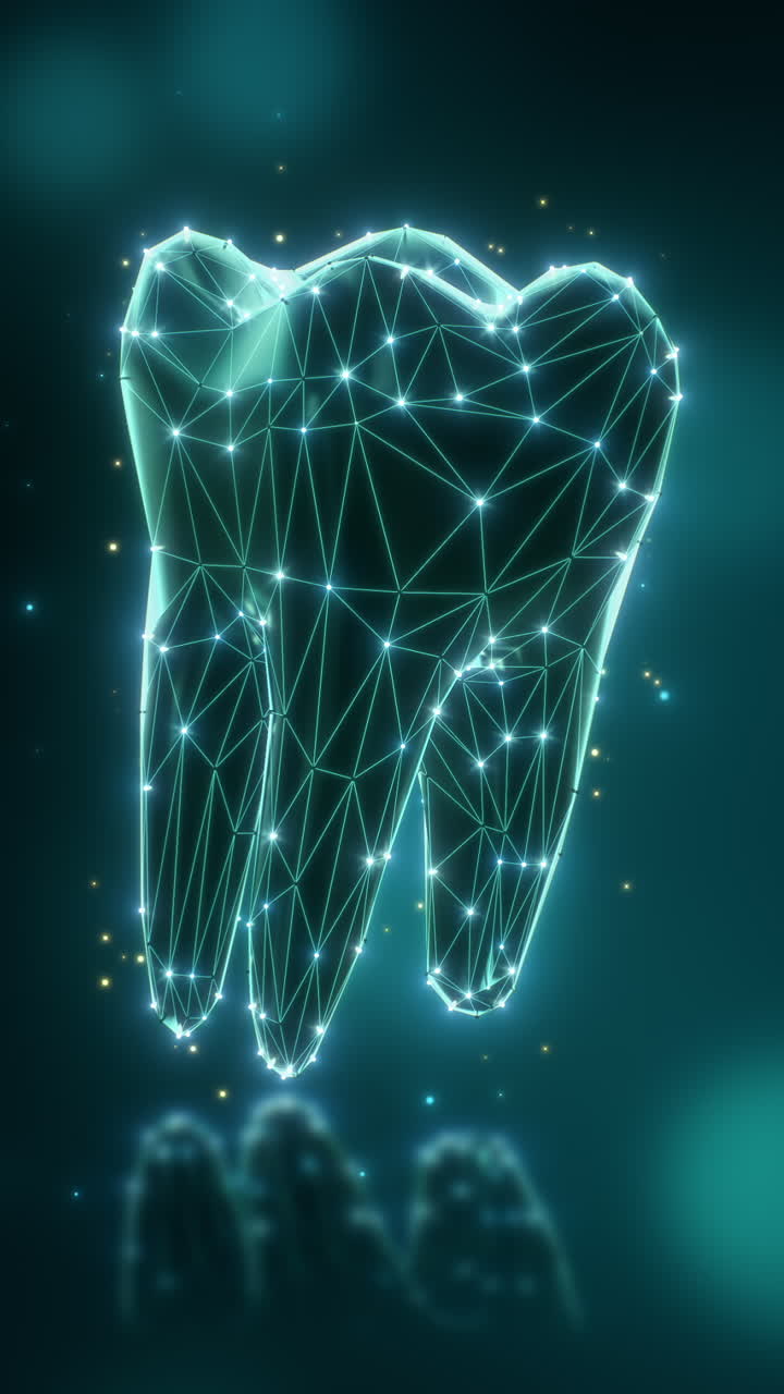 Loop 3d digital tooth wireframe hologram