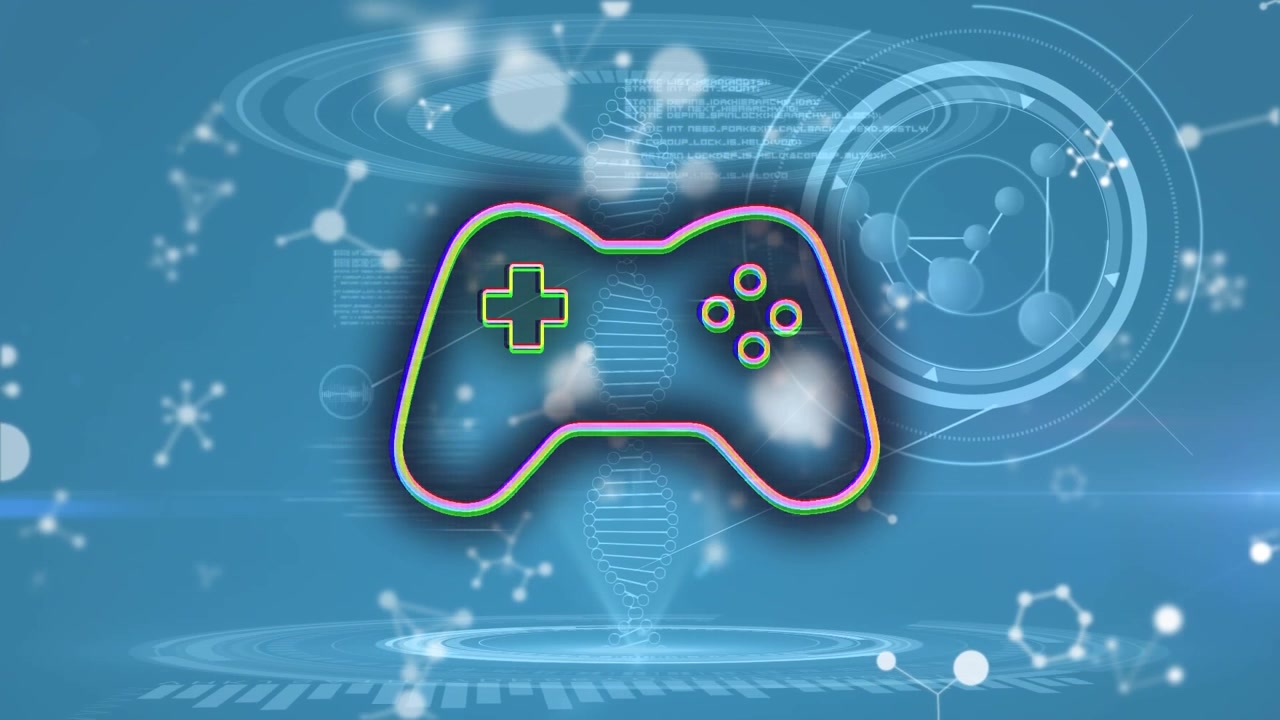 Animação de gamepad sobre processamento de dados