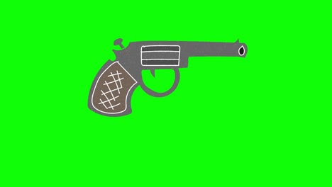 gun hand drawn green screen. floating loop animation