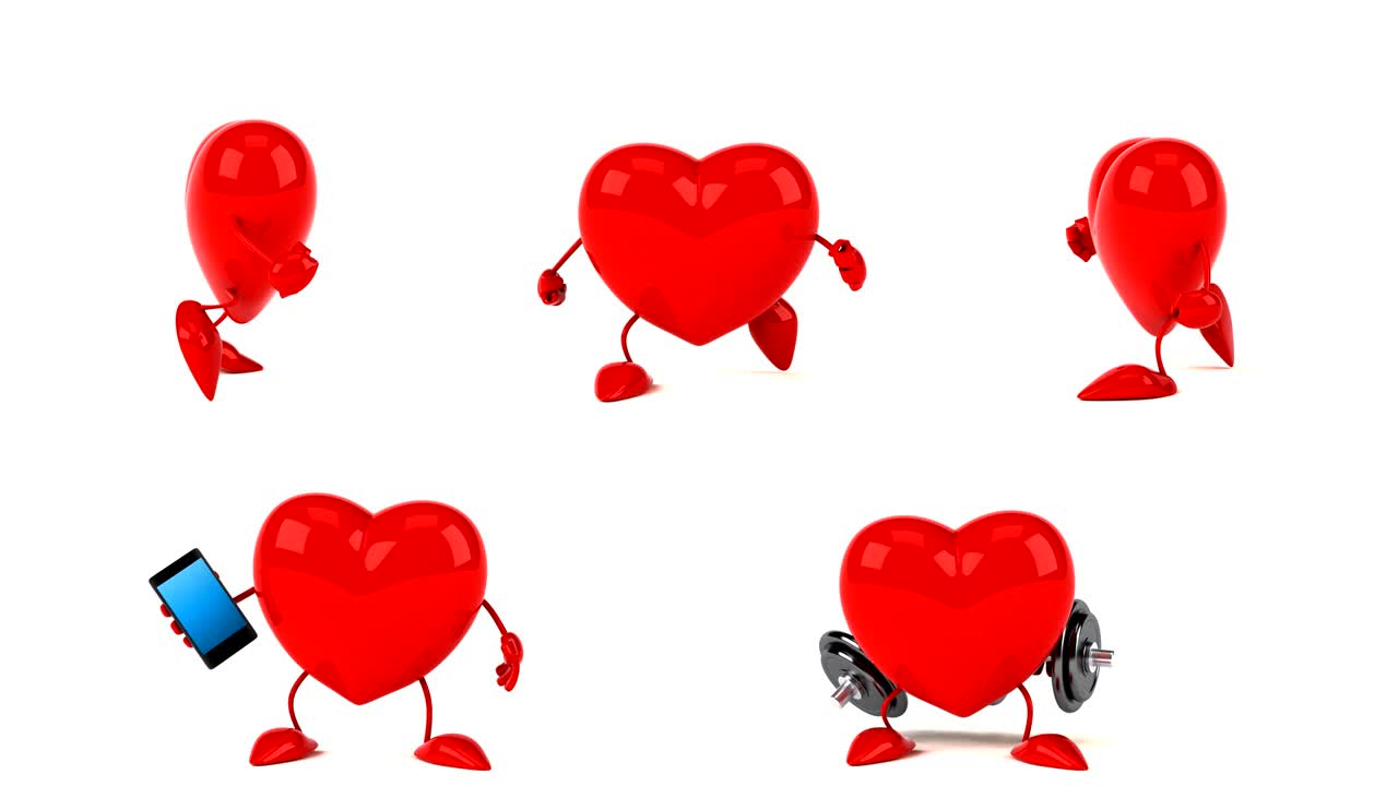 재미있는 심장 클립 - 4k 3d 애니메이션