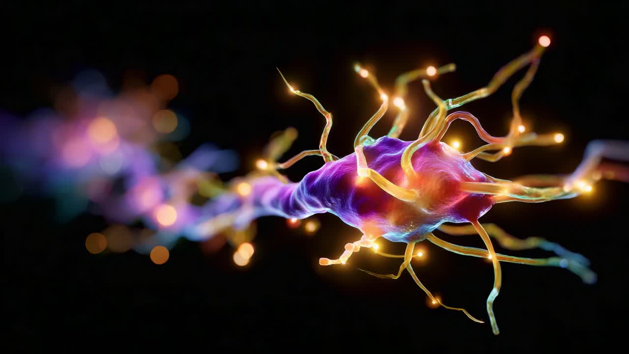 Vibrant Neural Pathways: A Stunning Visualization of Neurons Transporting Electrical Signals Through the Nervous System, Highlighting Connectivity and Communication