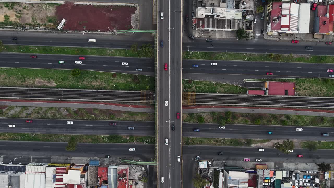 Aerial hyperlapse of an avenue with moving cars, Mexico City