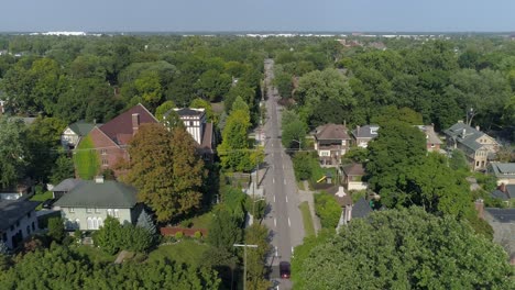 aerial view of affluent historical homes in indian village in detroit