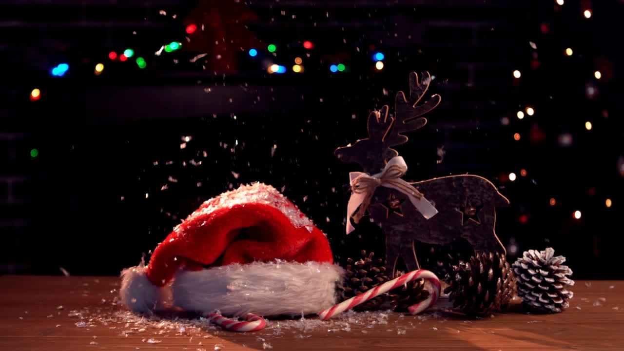 sombrero de navidad y bastón de caramelo