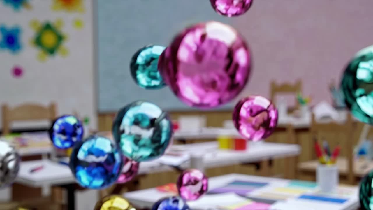 Colorful Bubbles in a Children's Art Room