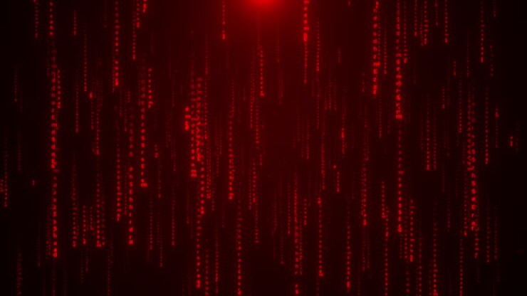 Binary code red ai futuristic abstract dark fast moving binary computer data cyberspace technology