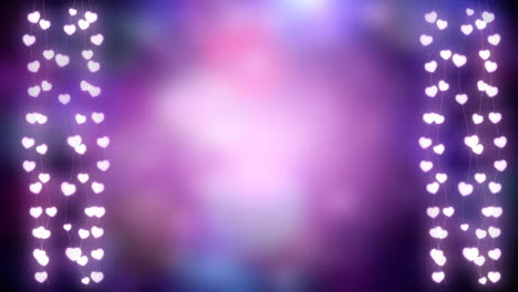 glowing strings of fairy lights on purple background