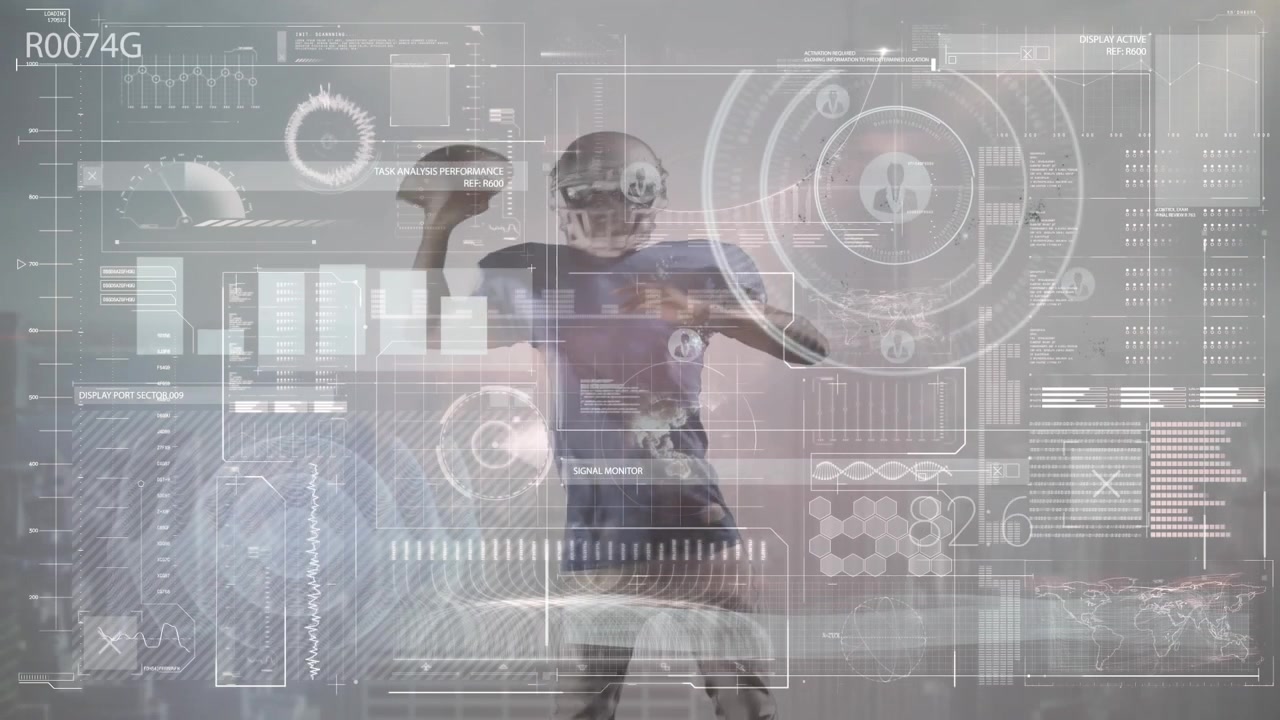 Animation of statistics and data processing over american football player