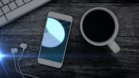 animation of statistics and financial data processing over smartphone screen