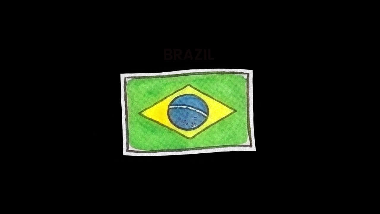 Bandera brasileña dibujada a mano sobre fondo negro