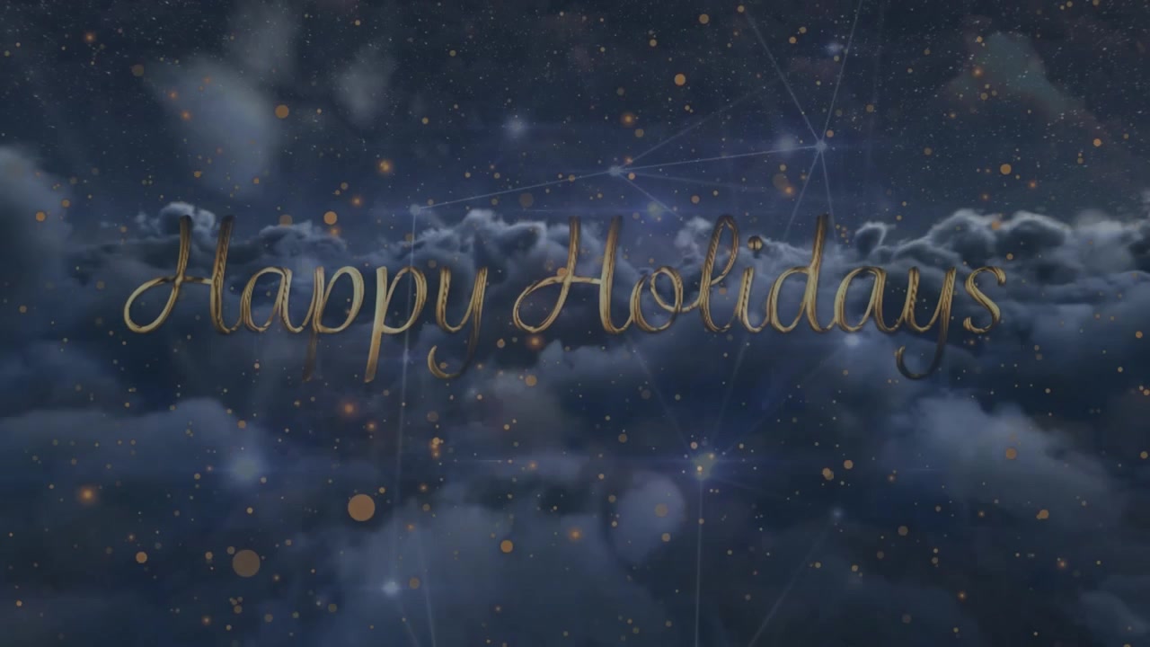 Animatie van een netwerk van verbindingen over de tekst 'fijne feestdagen'