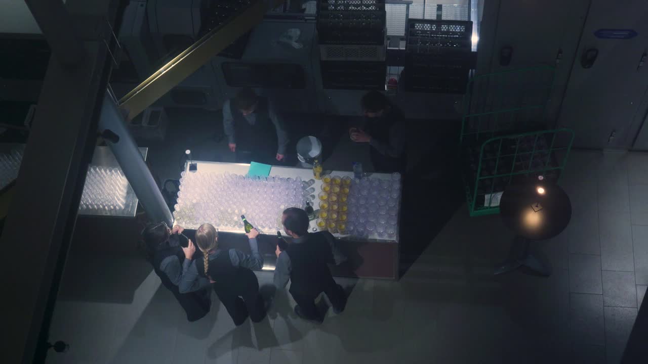 Overhead view of people celebrating at an event