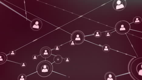 animación de iconos de perfil conectados con líneas contra un fondo negro.