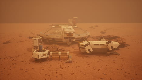 Nave-Espacial-Futurista-Aterrizó-En-La-Base-De-Marte