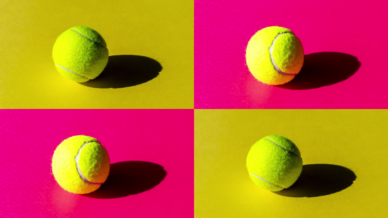다채로운 배경에서 테니스 공 그리드. 최소한의 스 모션 스포츠 애니메이션