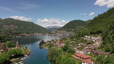 vista del lago lugano en lavena ponte tresa