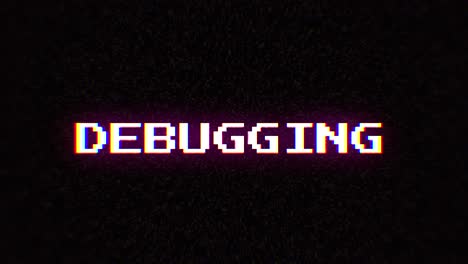 intentional digital artifact injection fx animation, decoding a noisy scambled 8-bit text: debugging