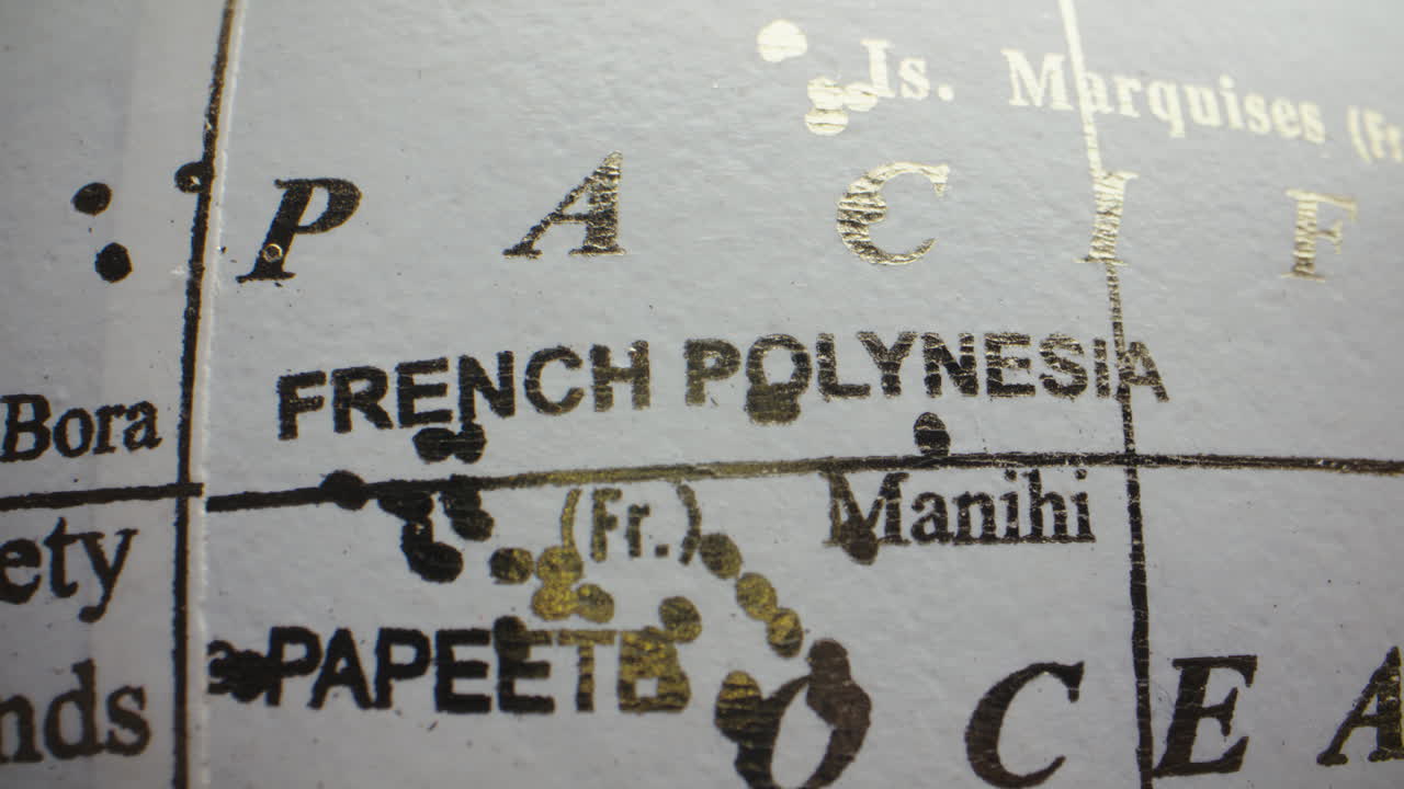 Close-up of a Globe Showing French Polynesia