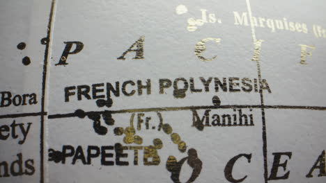close-up of a globe showing french polynesia