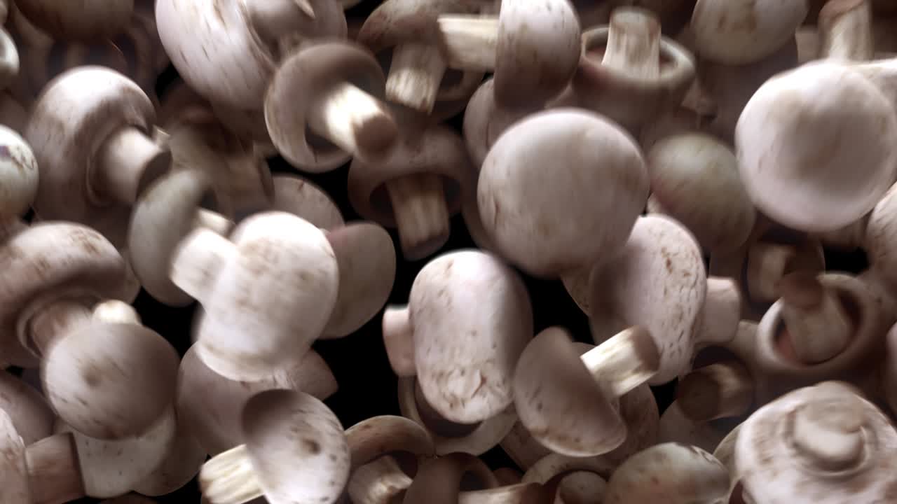 알파 채널과 함께 떨어지는 버섯 전환 효과 3d 렌더링