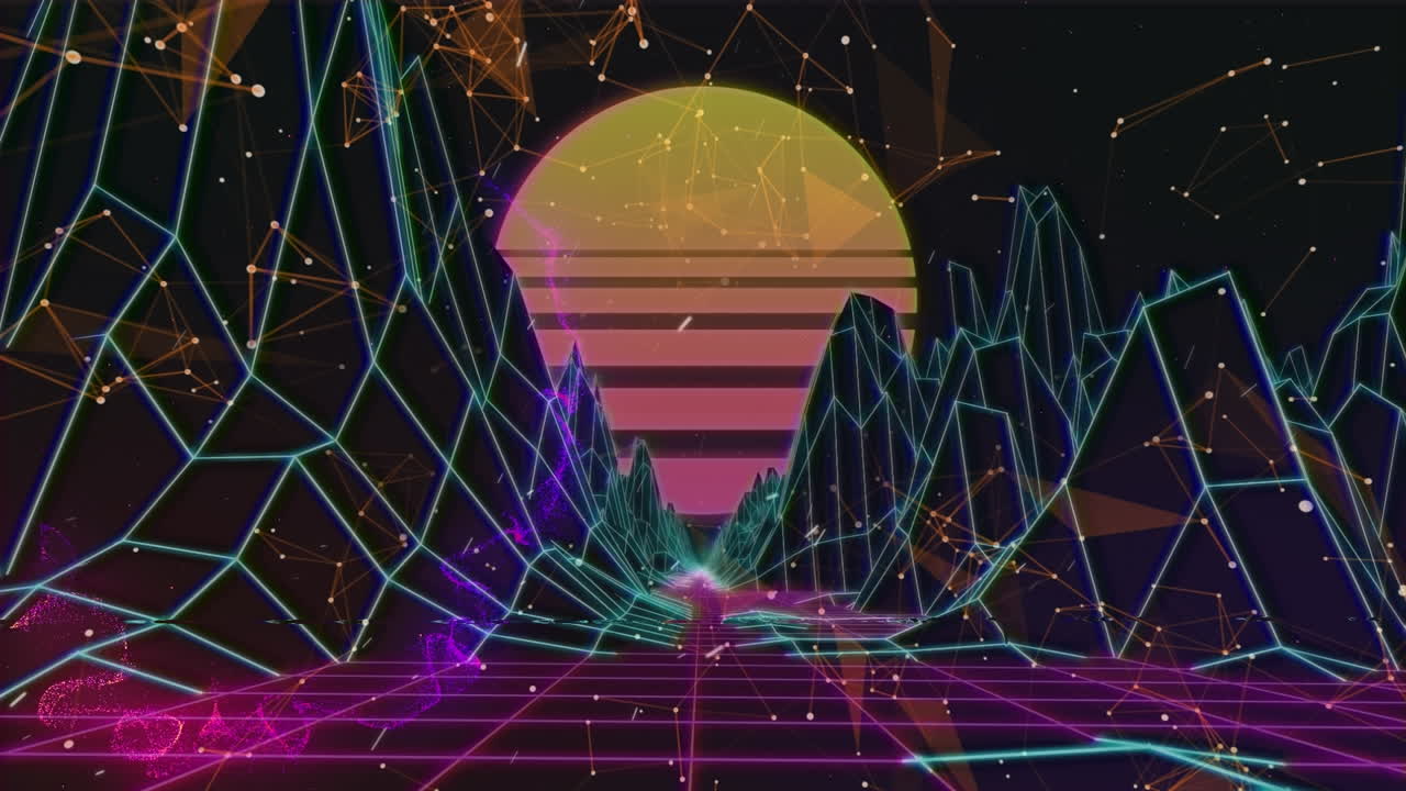 video del paisaje del metaverso y el sol y las conexiones