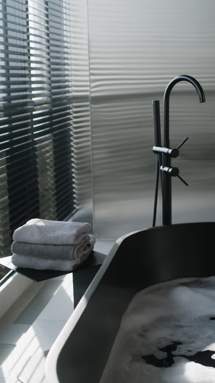 Modern Black Bathtub in a Luxurious Bathroom
