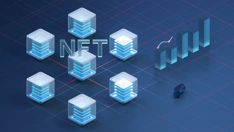 nft nonfungible tokens concept with dark background, 3d rendering.