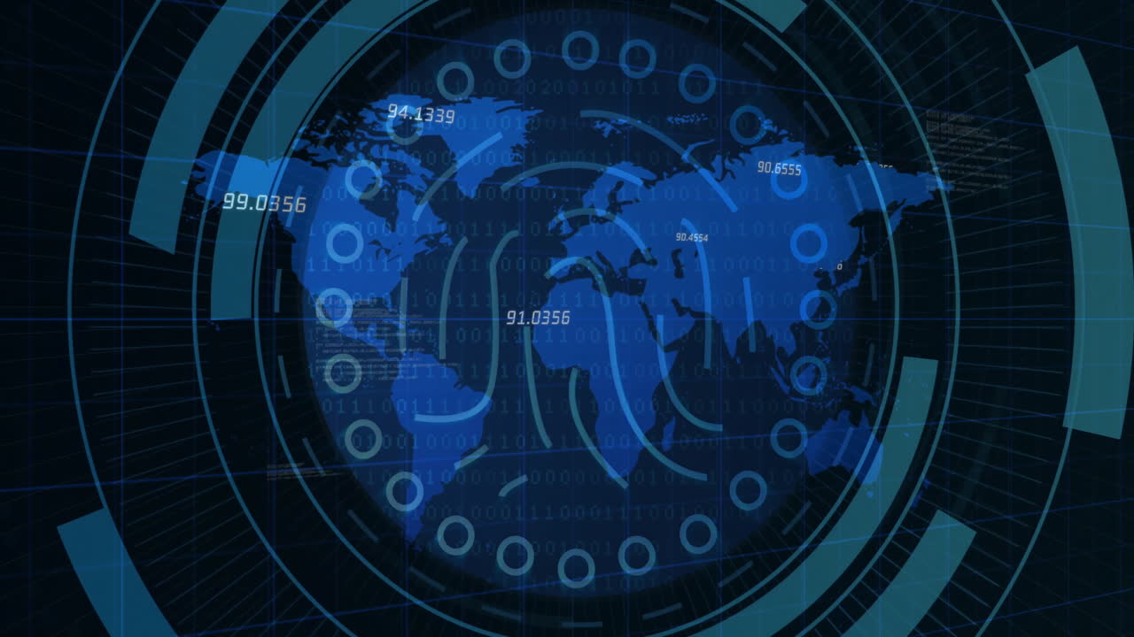 범위 스캐닝과 세계 지도에 대한 데이터 처리 애니메이션