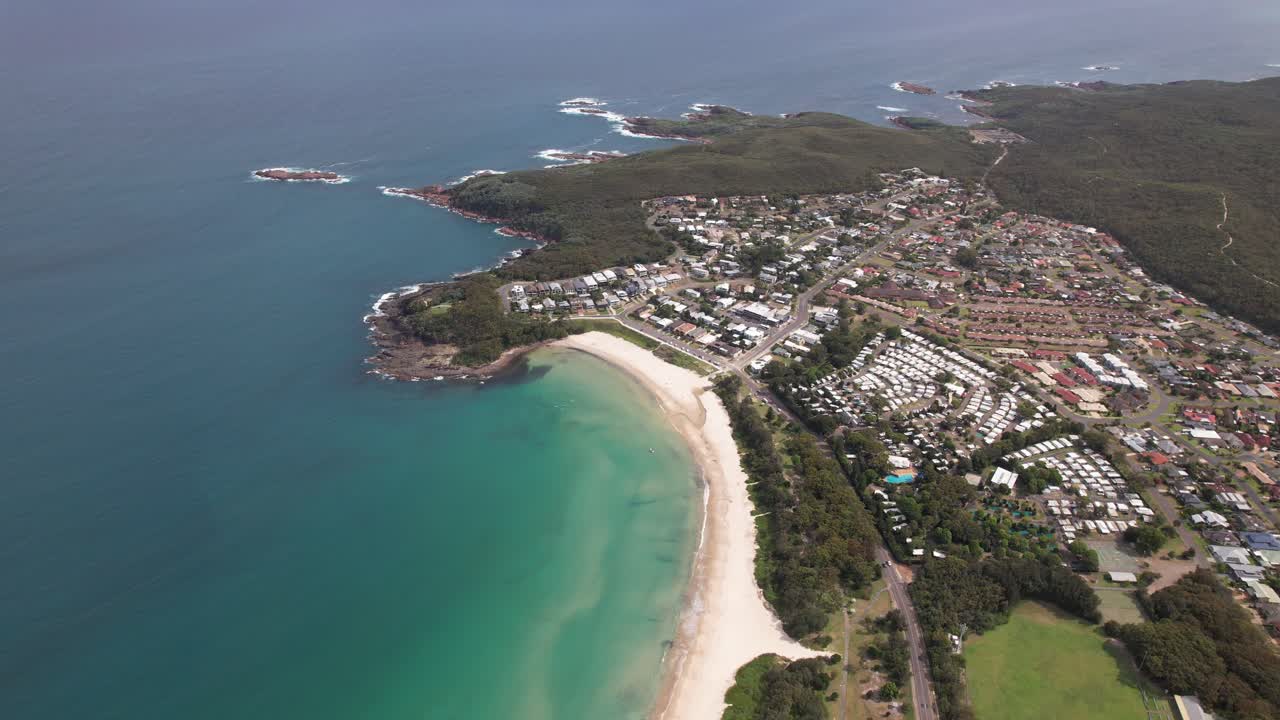 Fingal Bay Suburb And Fingal Beach Of The Port Stephens In The Hunter Region of New South Wales, Australia. - aerial shot