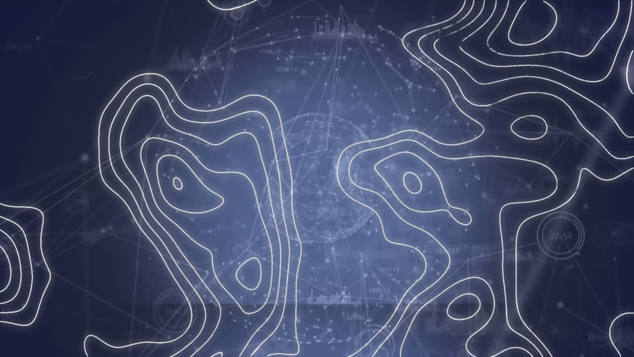 파란색 배경 위에 지구를 가진 연결 네트워크의 애니메이션