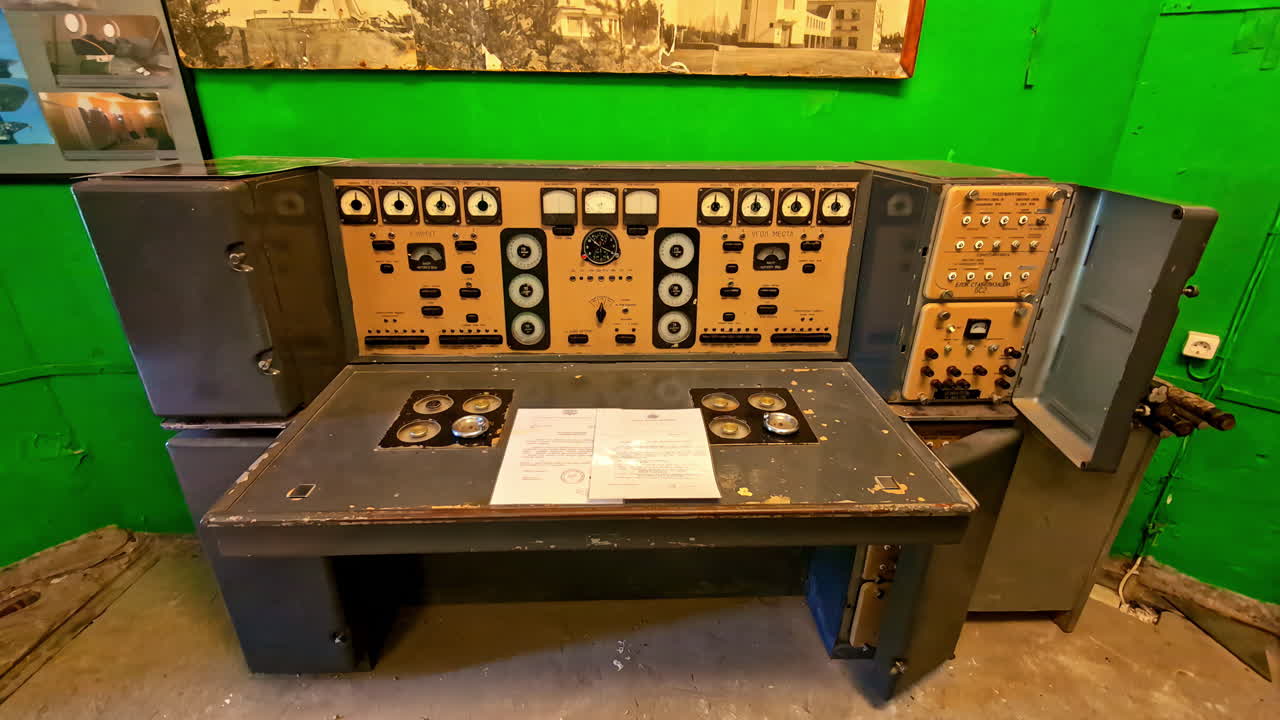 RT-32 Telescope Parabolic Antennas - Control Panel. Zoom In Shot