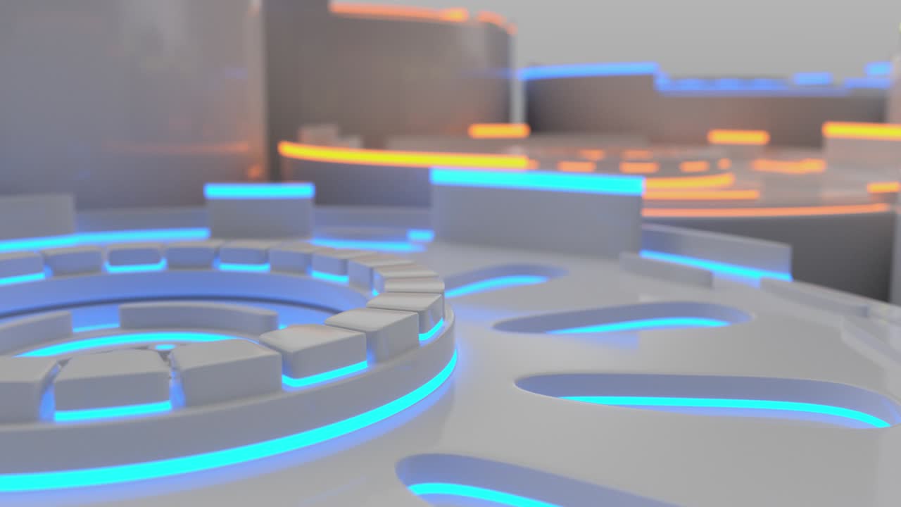 Technological background loop with colorful glowing lines