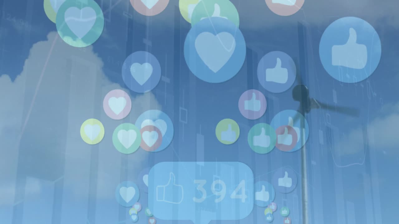 미디어 아이콘의 애니메이션 및 풍력 터빈에 대한 데이터 처리