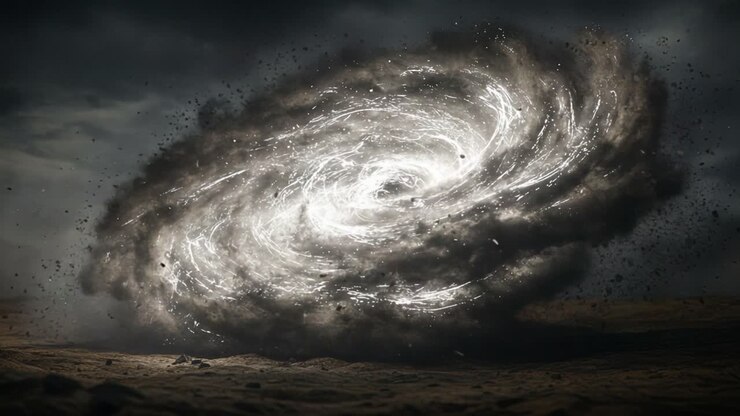 A Cosmic Spiral Unfolding: The Dramatic Formation of a Galaxy Amidst Cosmic Dust and Energy in a Celestial Display of Nature's Wonders