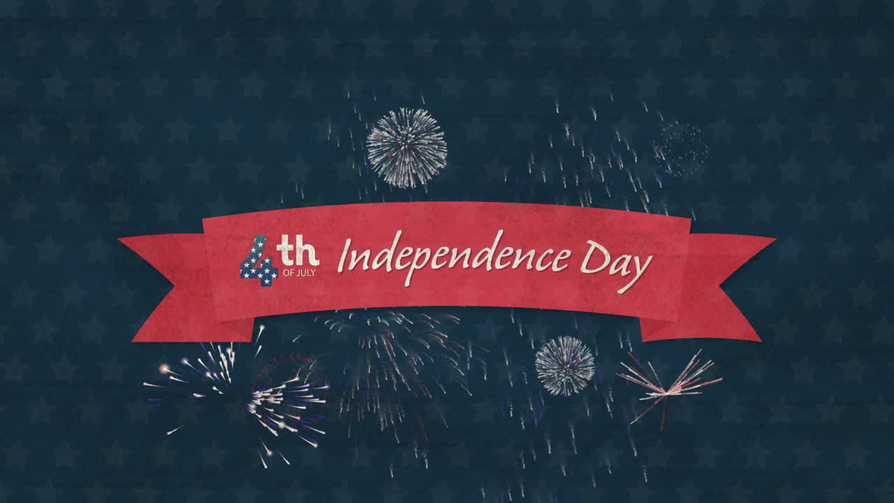Animation of text 4th of July Independence Day written over blue background with white stars