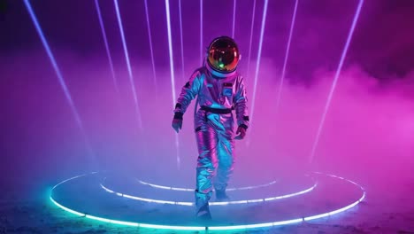 astronauta con luces de neón