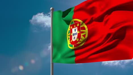 Portugal-Nationalflagge-Weht-Am-Fahnenmast