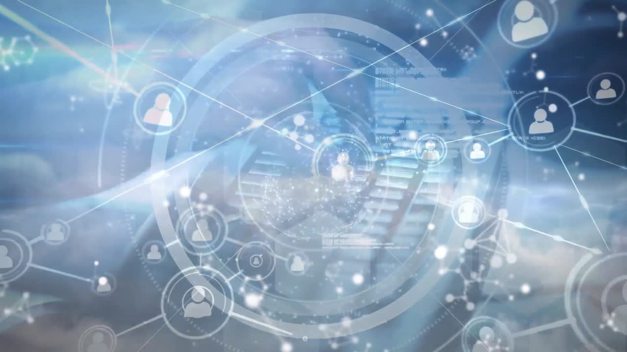 노트북을 통해 스 ⁇  스캐닝과 네트워크 연결의 애니메이션