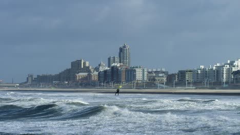 kiteboarding on a windy dutch coast