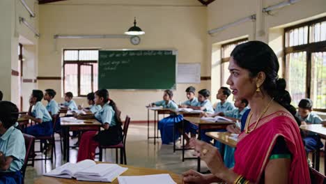 classroom scene with teacher and students