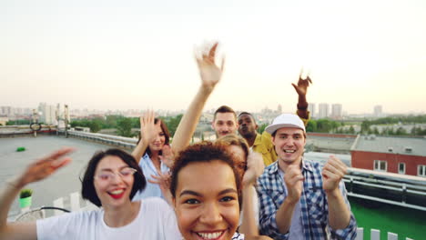 rooftop selfie with friends