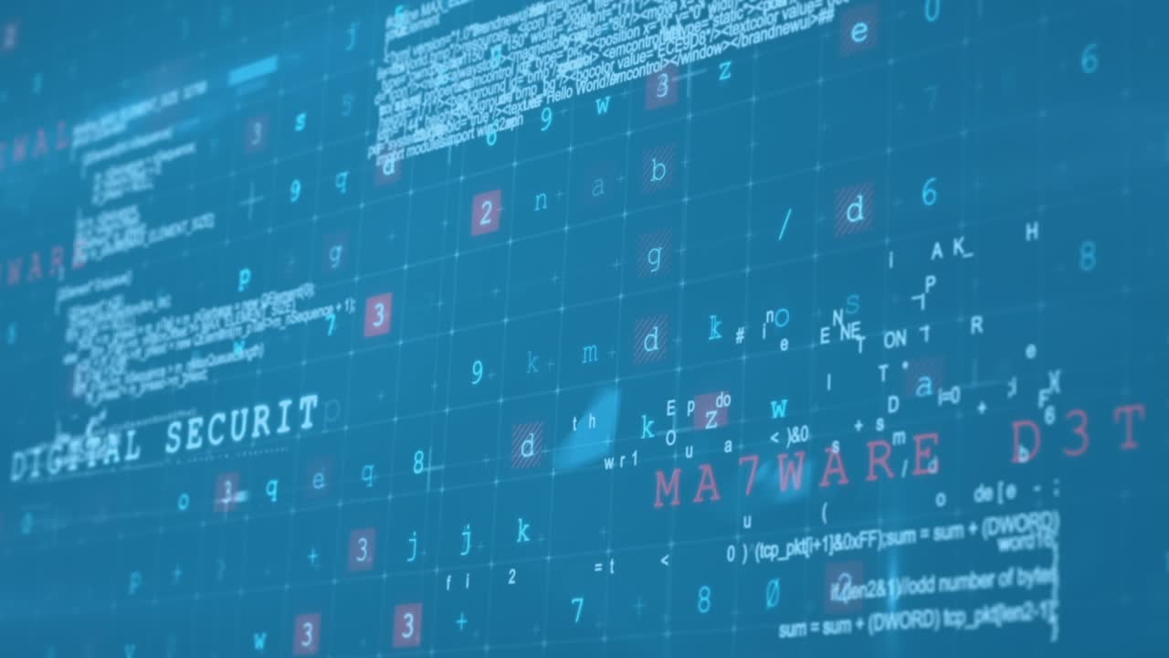 Animasjon av databehandling over blå bakgrunn